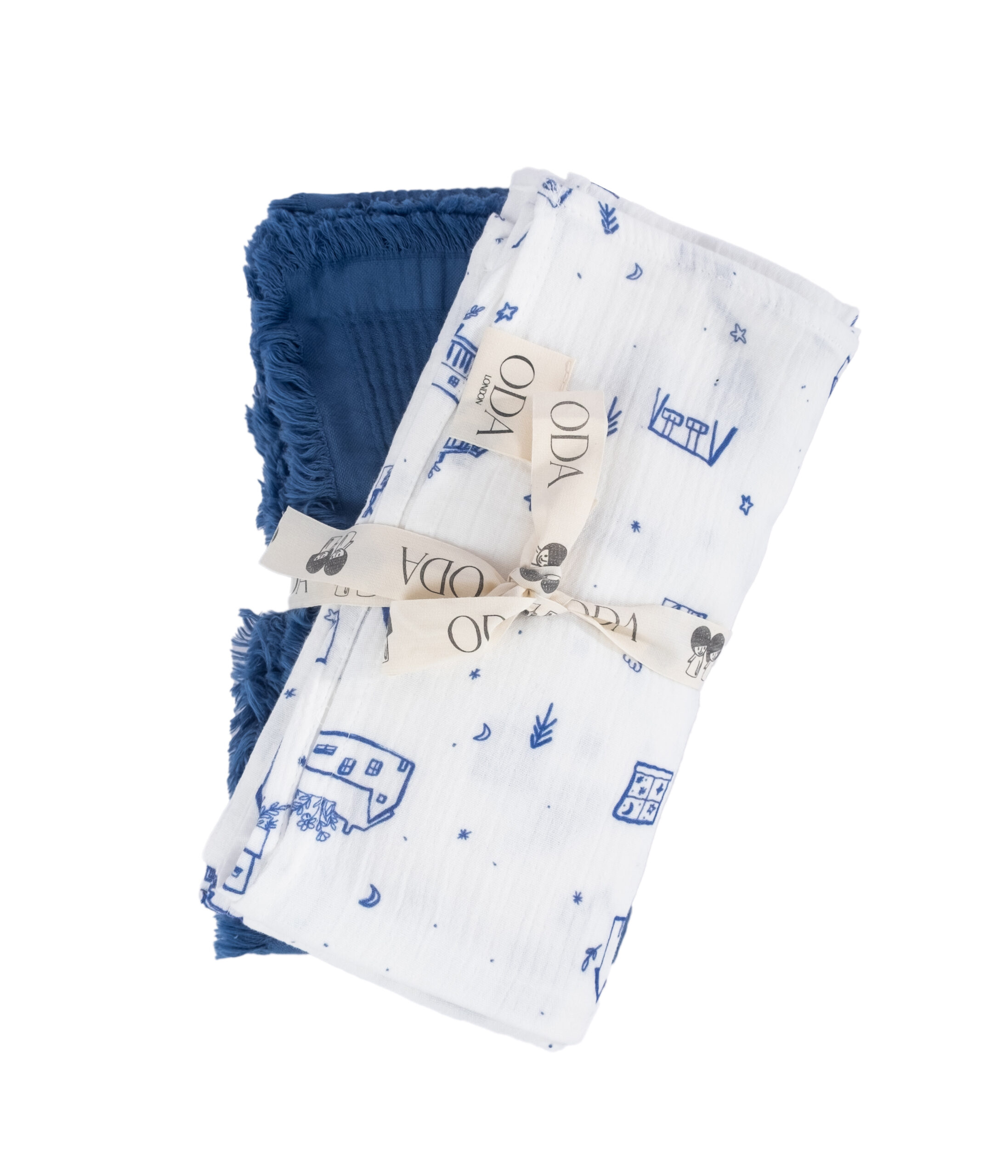 Cuddle Duo Blue Muslin Blanket Set